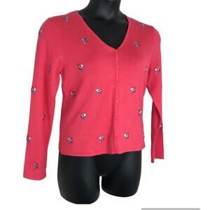 ETOILE Embroidered Knit  Cottagecore Granny Cardigan Sweater